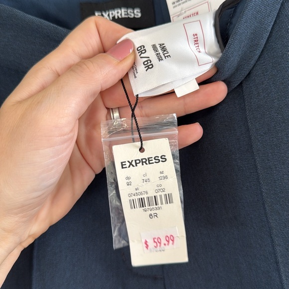 NWT Express High Waist High Rise Straight Ankle Pant Heather Navy Blue Sz 6 - Picture 7 of 7